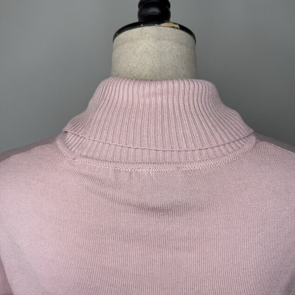 Cupio Pink Turtleneck Women’s Top Sz M Button Sleeves Comfy Soft - Picture 6 of 8